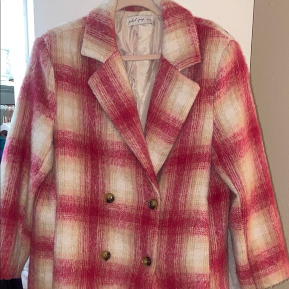 Petal and pup Pink and Cream Plaid Pea Coat - Picture 9 of 9